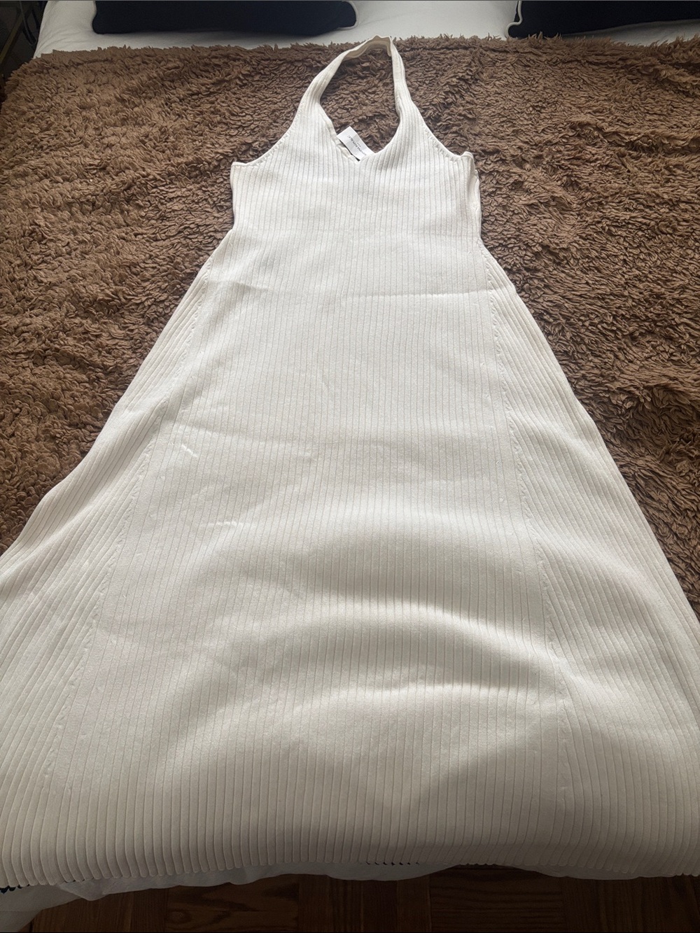 Banana Republic Factory Cream Halter Ribbed Maxi Dress